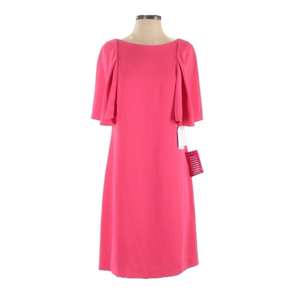 Trina Turk Cosmo Pink Flutter Flare Sleeve Sheath Dress Size 4 NWT Barbie - Picture 1 of 8